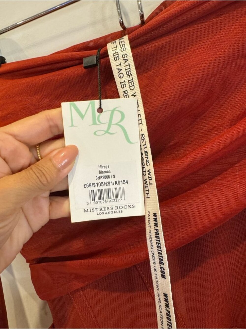 Mistress Rocks Rust Red Ruched Off Shoulder Mini Dress Size Small 0746 - Picture 9 of 13